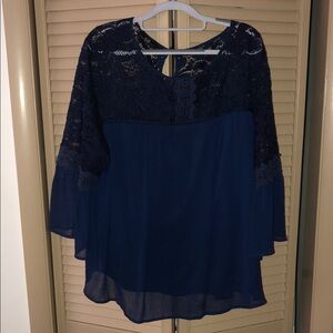 AGB Navy Lace Blouse